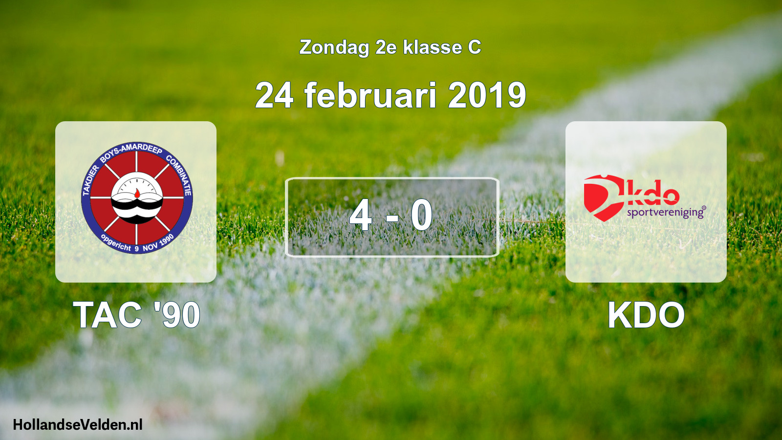 Total number of matches played: TAC '90 - KDO 4 - 0 (24 February 2019)