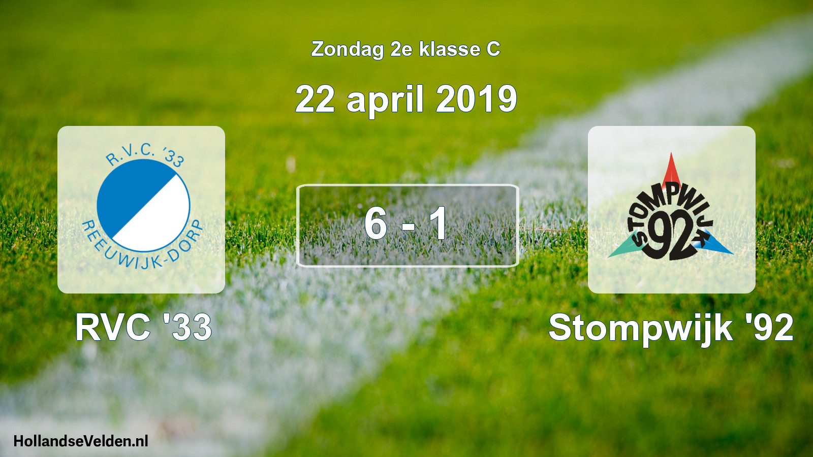 Total number of matches played: RVC '33 - Stompwijk '92 6 - 1 (22 April 2019)