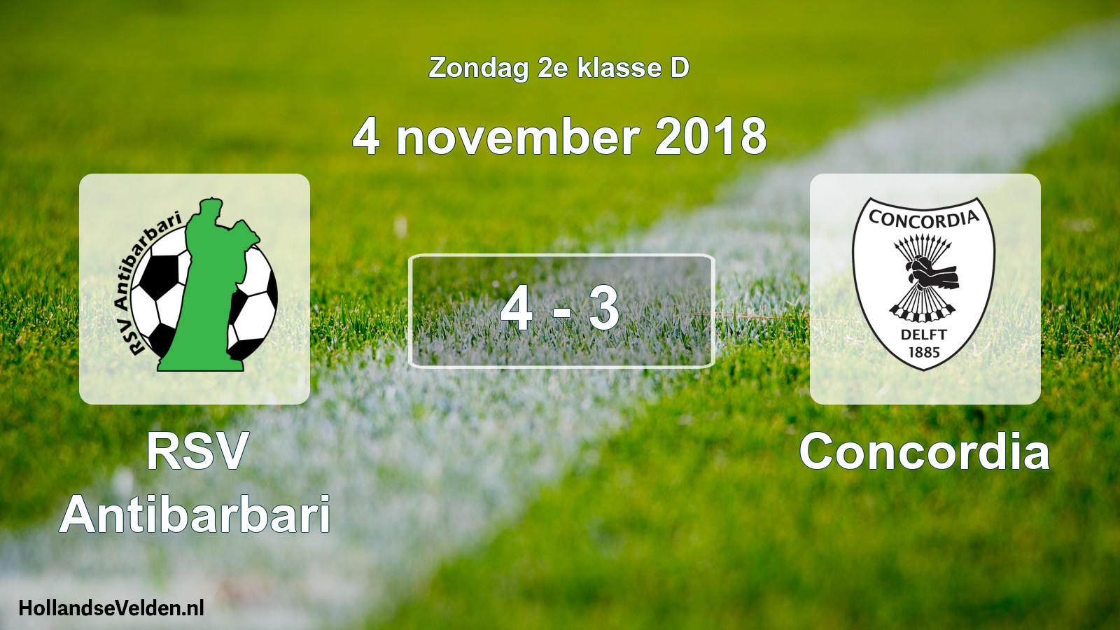 Total number of matches played: RSV Antibarbari - Concordia 4 - 3 (4 November 2018)