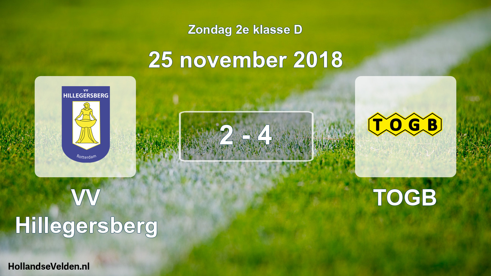 Total number of matches played: VV Hillegersberg - TOGB 2 - 4 (25 November 2018)