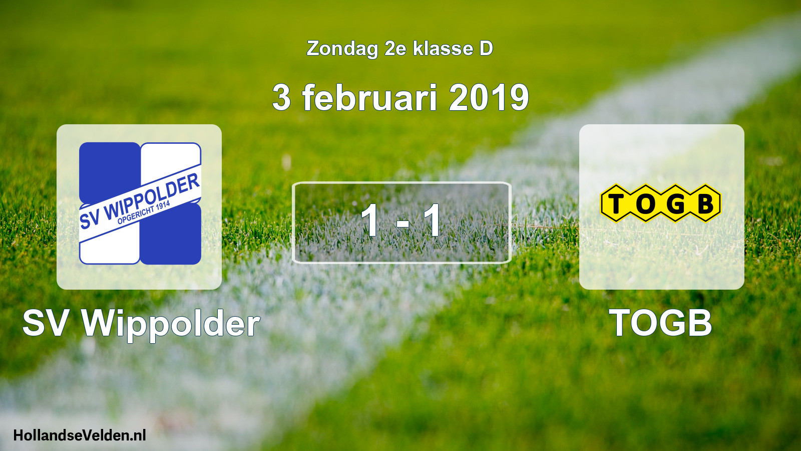 Total number of matches played: SV Wippolder - TOGB 1 - 1 (3 February 2019)