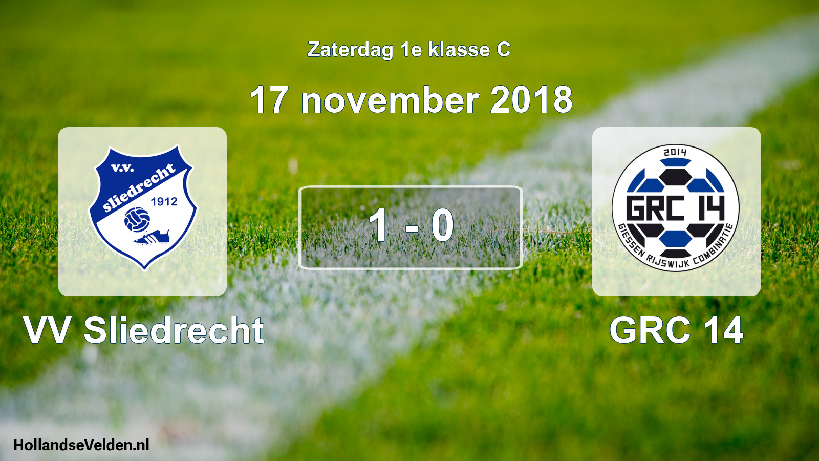 Total number of matches played: VV Sliedrecht - GRC 14 1 - 0 (17 November 2018)