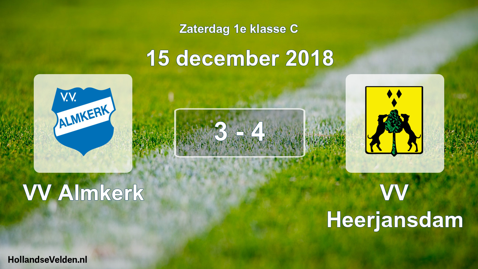 Total number of matches played: VV Almkerk - VV Heerjansdam 3 - 4 (15 December 2018)