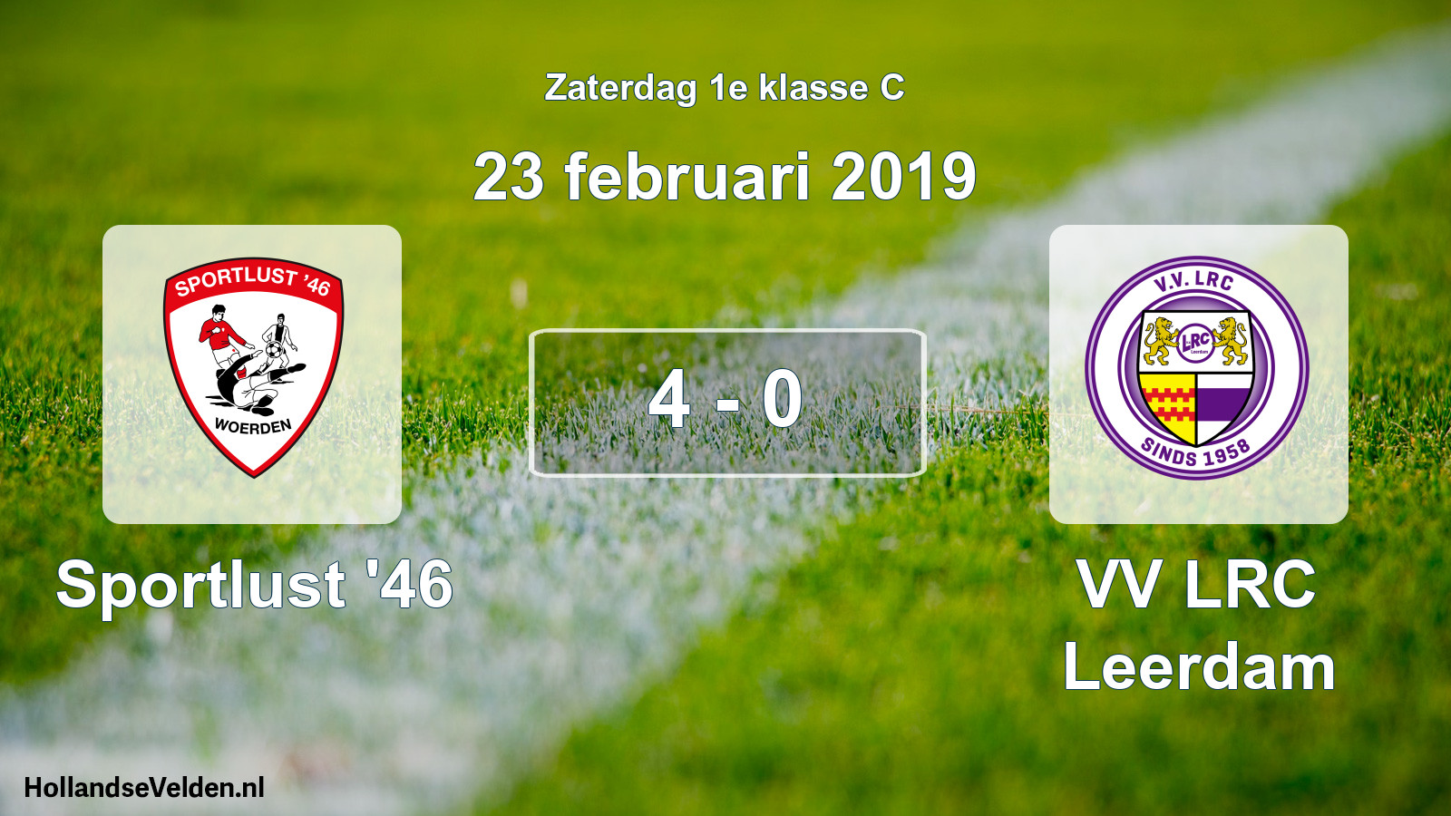 Total number of matches played: Sportlust '46 - VV LRC Leerdam 4 - 0 (23 February 2019)