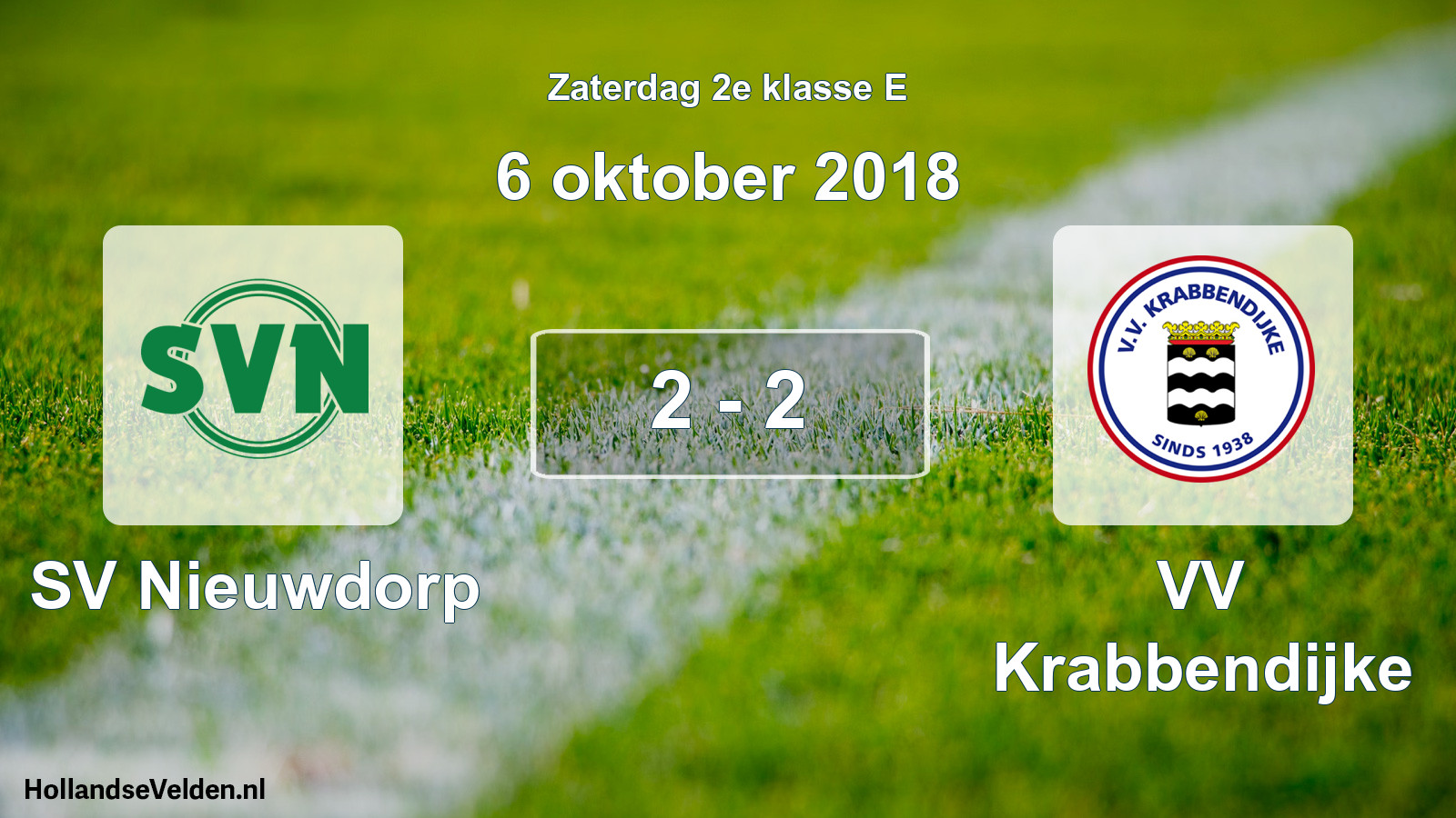 Total number of matches played: SV Nieuwdorp - VV Krabbendijke 2 - 2 (6 October 2018)