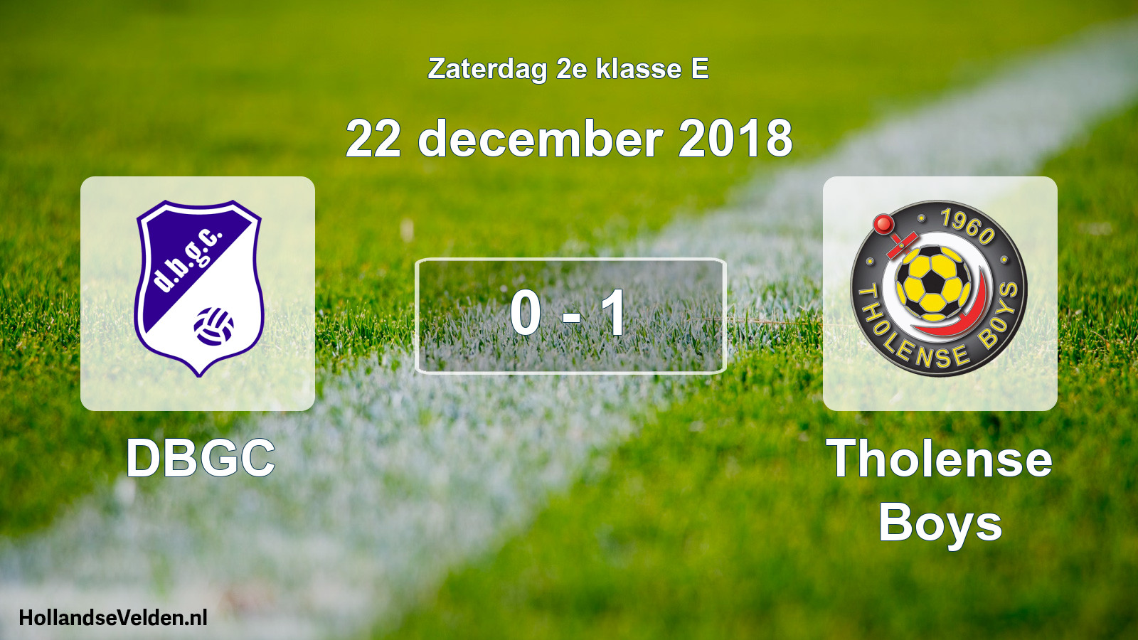 Total number of matches played: DBGC - Tholense Boys 0 - 1 (22 December 2018)