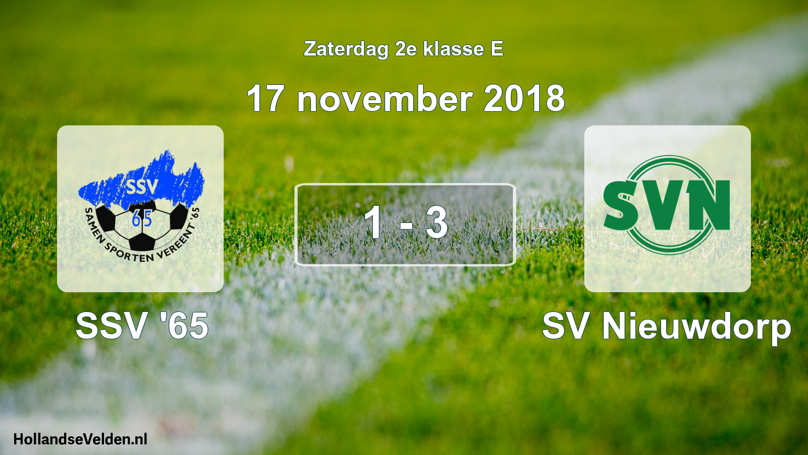 Total number of matches played: SSV '65 - SV Nieuwdorp 1 - 3 (17 November 2018)