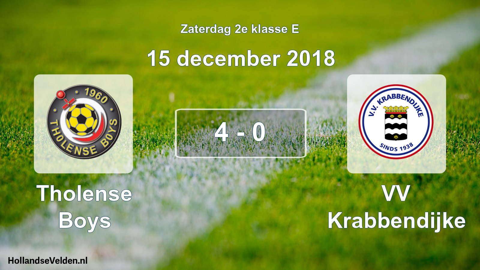 Total number of matches played: Tholense Boys - VV Krabbendijke 4 - 0 (15 December 2018)