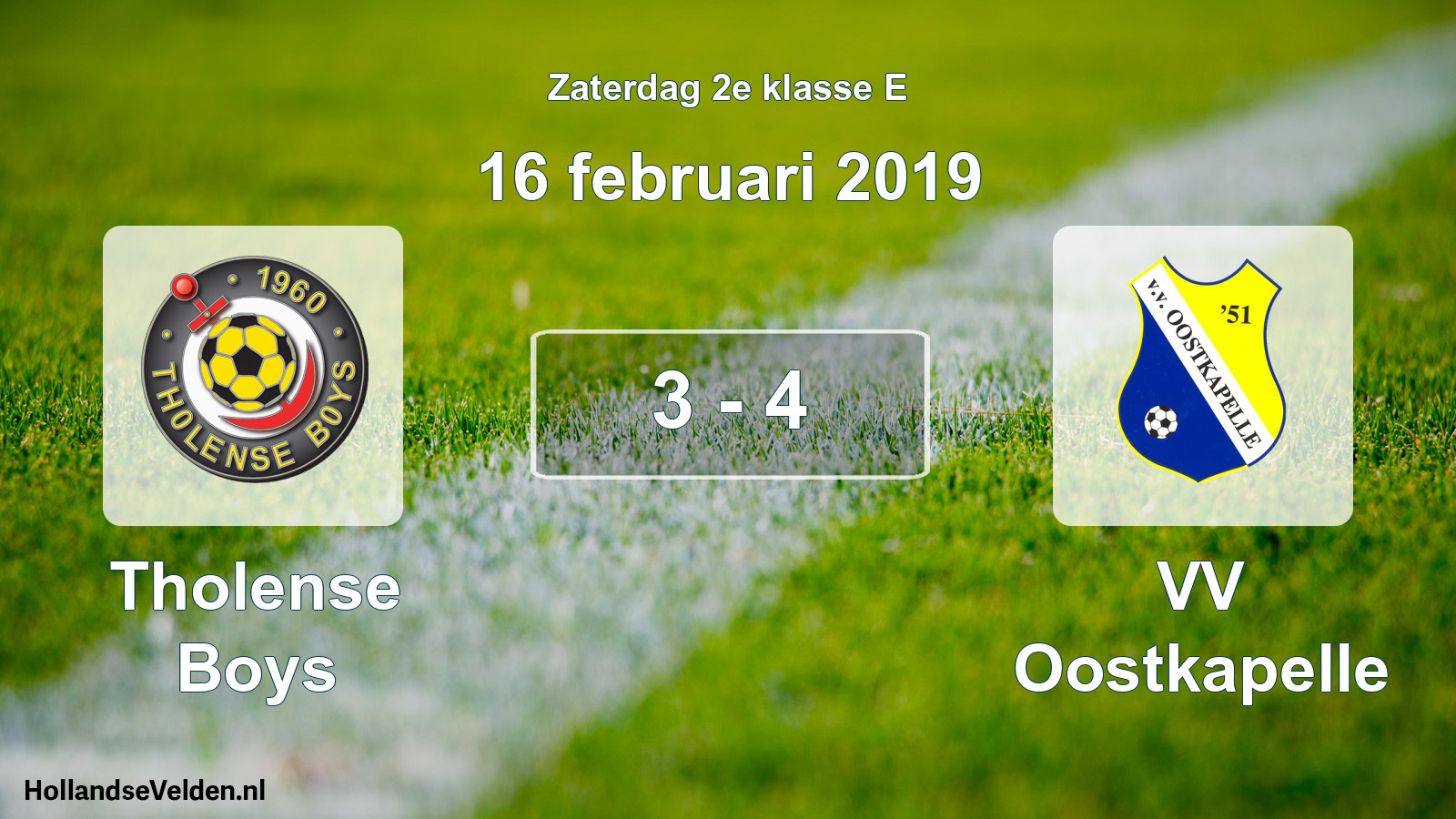 Total number of matches played: Tholense Boys - VV Oostkapelle 3 - 4 (16 February 2019)