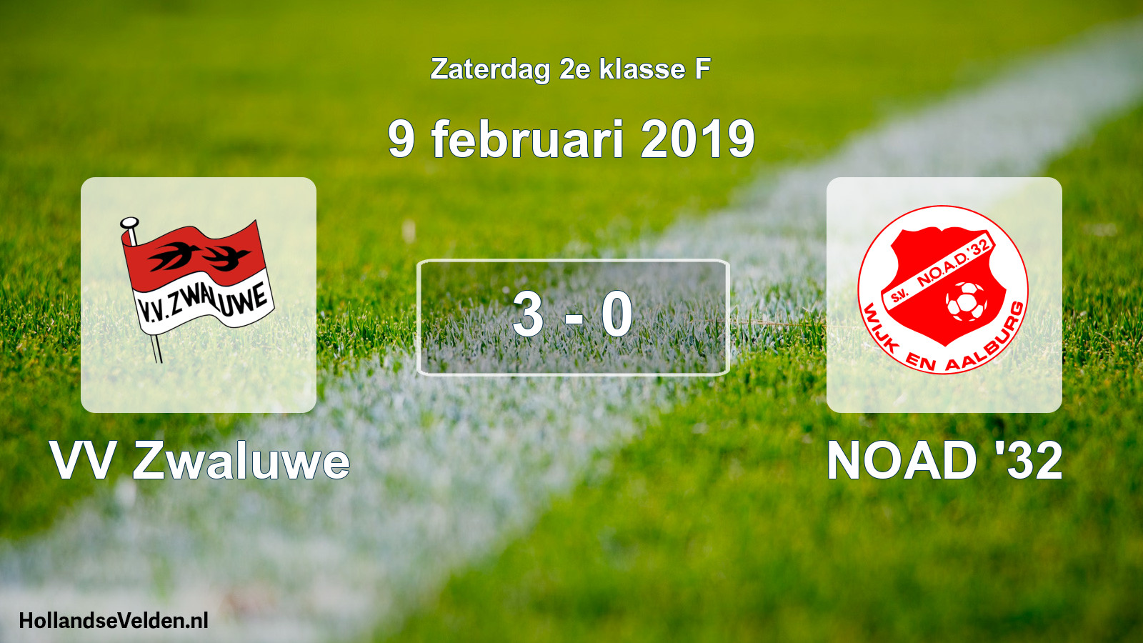 Total number of matches played: VV Zwaluwe - NOAD '32 3 - 0 (9 February 2019)