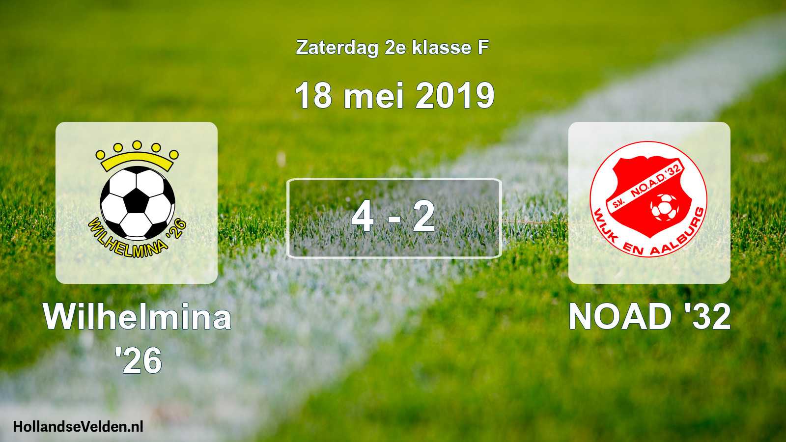 Total number of matches played: Wilhelmina '26 - NOAD '32 4 - 2 (18 May 2019)