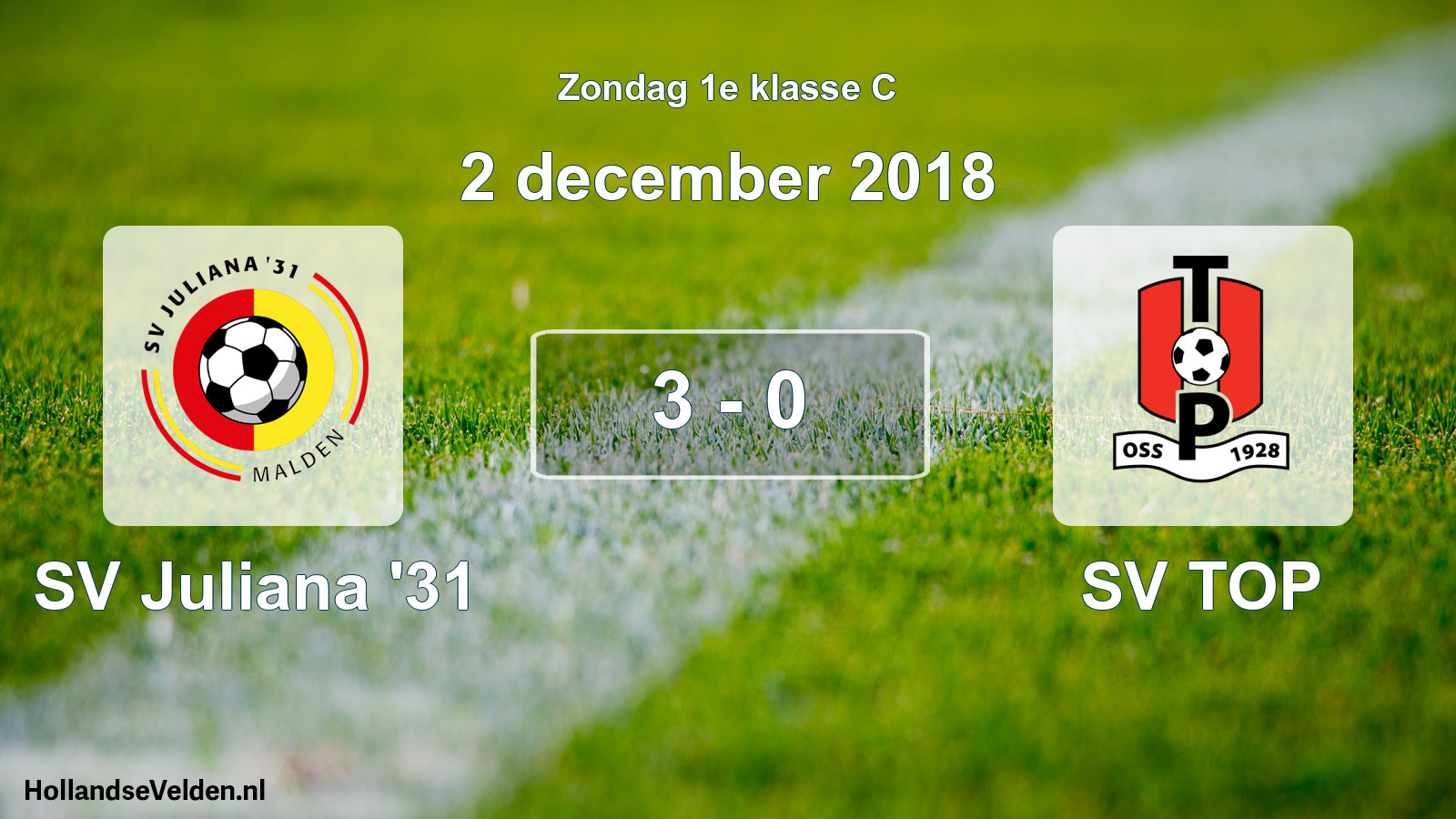 Total number of matches played: SV Juliana '31 - SV TOP 3 - 0 (2 December 2018)