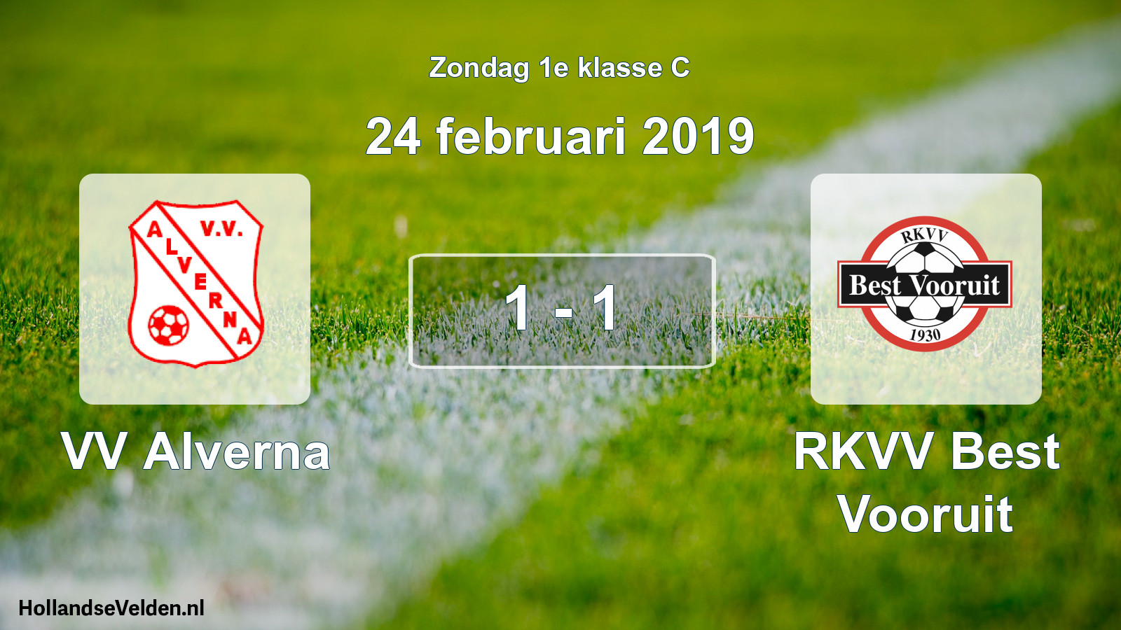 Total number of matches played: VV Alverna - RKVV Best Vooruit 1 - 1 (24 February 2019)