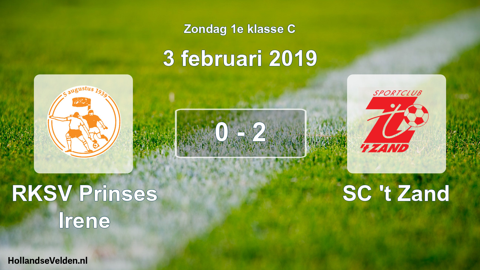 Total number of matches played: RKSV Prinses Irene - SC 't Zand 0 - 2 (3 February 2019)