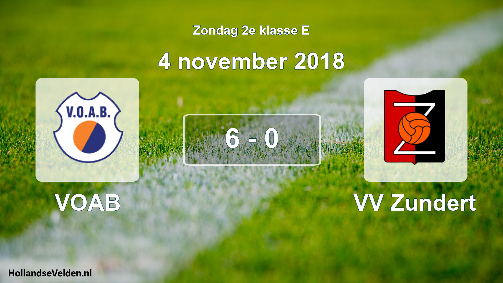 Total number of matches played: VOAB - VV Zundert 6 - 0 (4 November 2018)