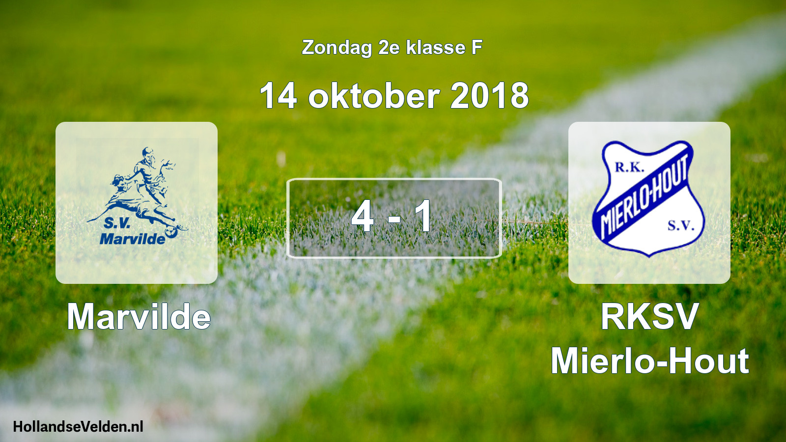 Total number of matches played: Marvilde - RKSV Mierlo-Hout 4 - 1 (14 October 2018)