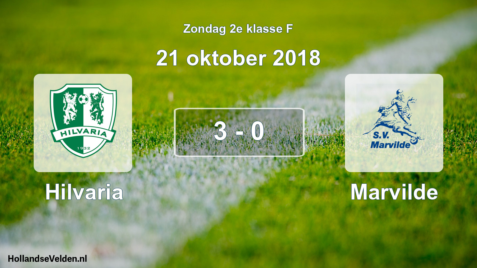 Total number of matches played: Hilvaria - Marvilde 3 - 0 (21 October 2018)