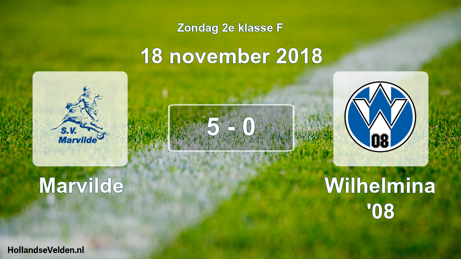 Total number of matches played: Marvilde - Wilhelmina '08 5 - 0 (18 November 2018)
