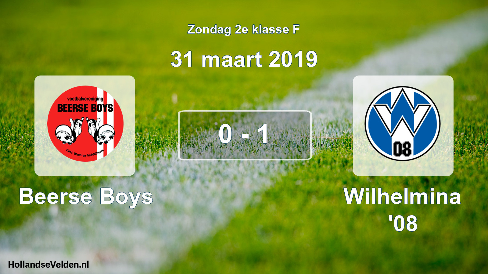 Total number of matches played: Beerse Boys - Wilhelmina '08 0 - 1 (31 March 2019)