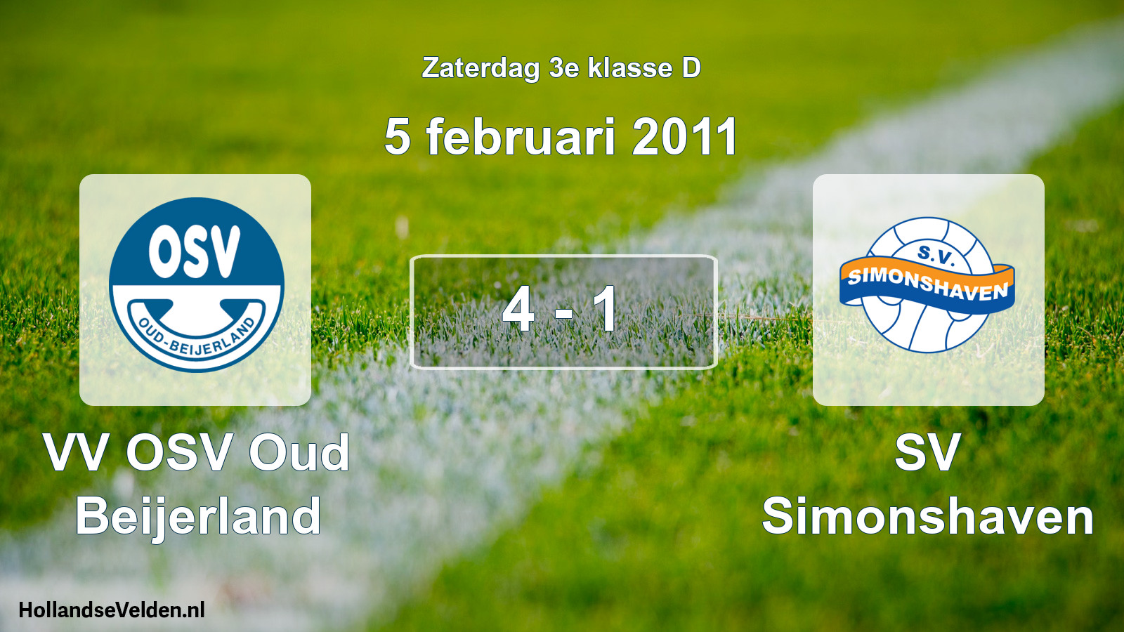 Total number of matches played: VV OSV Oud Beijerland - SV Simonshaven 4 - 1 (5 February 2011)