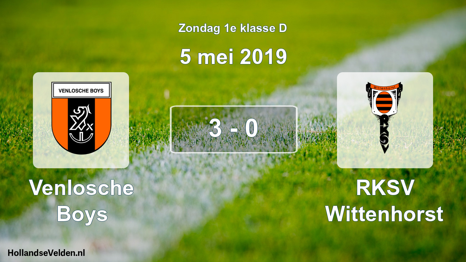 Total number of matches played: Venlosche Boys - RKSV Wittenhorst 3 - 0 (5 May 2019)