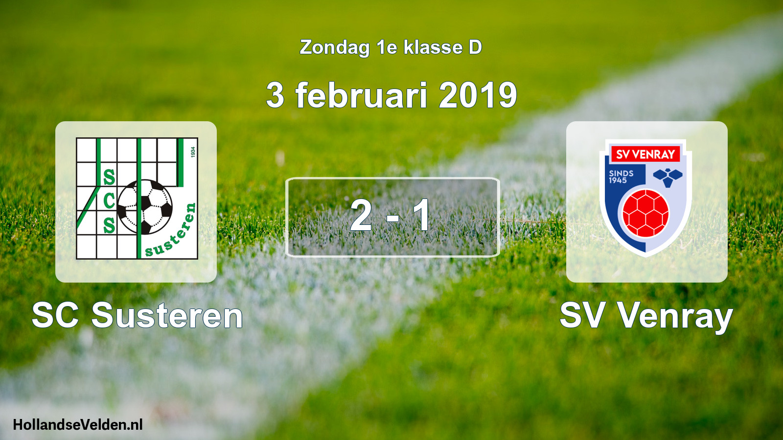 Total number of matches played: SC Susteren - SV Venray 2 - 1 (3 February 2019)