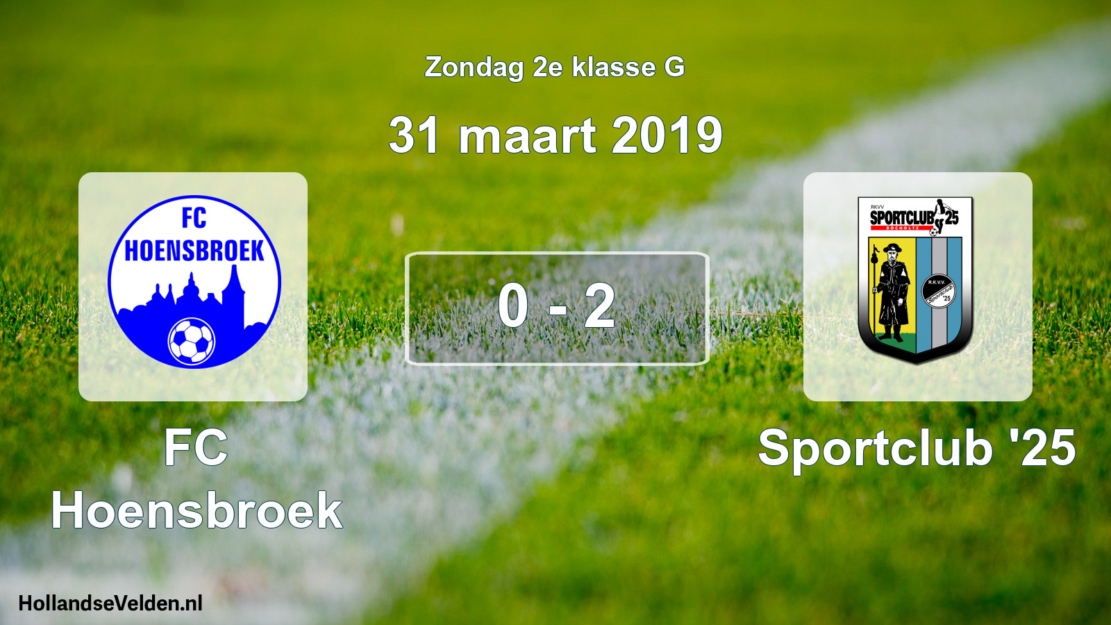 Total number of matches played: FC Hoensbroek - Sportclub '25 0 - 2 (31 March 2019)