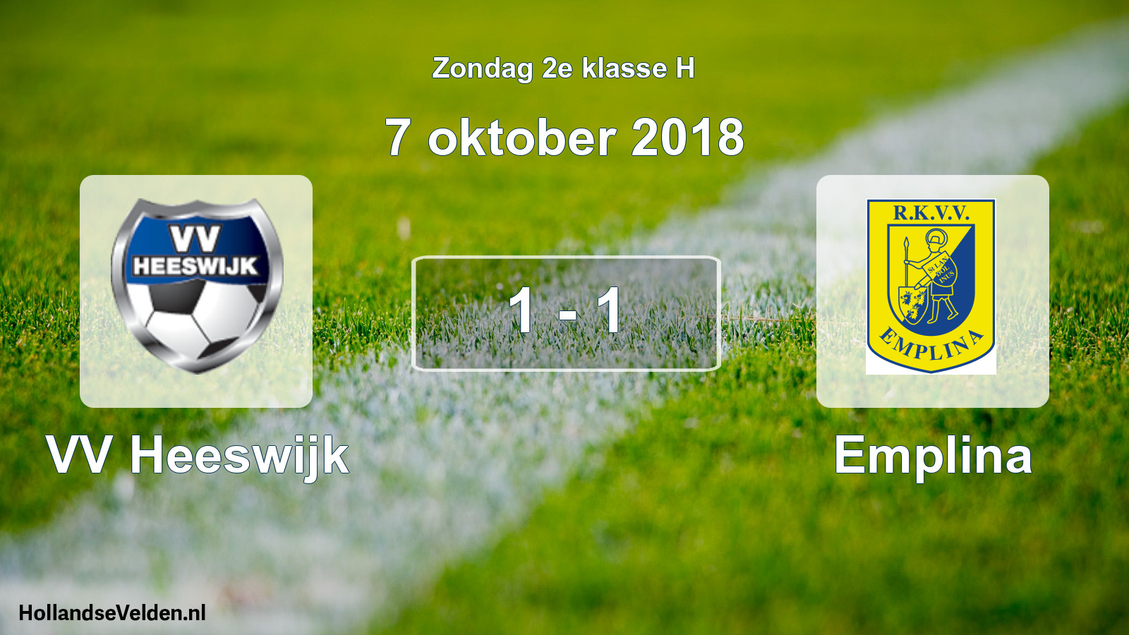 Total number of matches played: VV Heeswijk - Emplina 1 - 1 (7 October 2018)