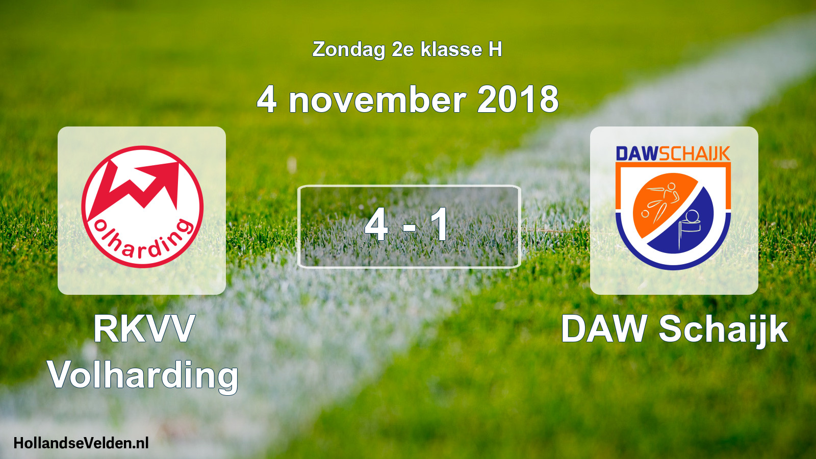 Total number of matches played: RKVV Volharding - DAW Schaijk 4 - 1 (4 November 2018)