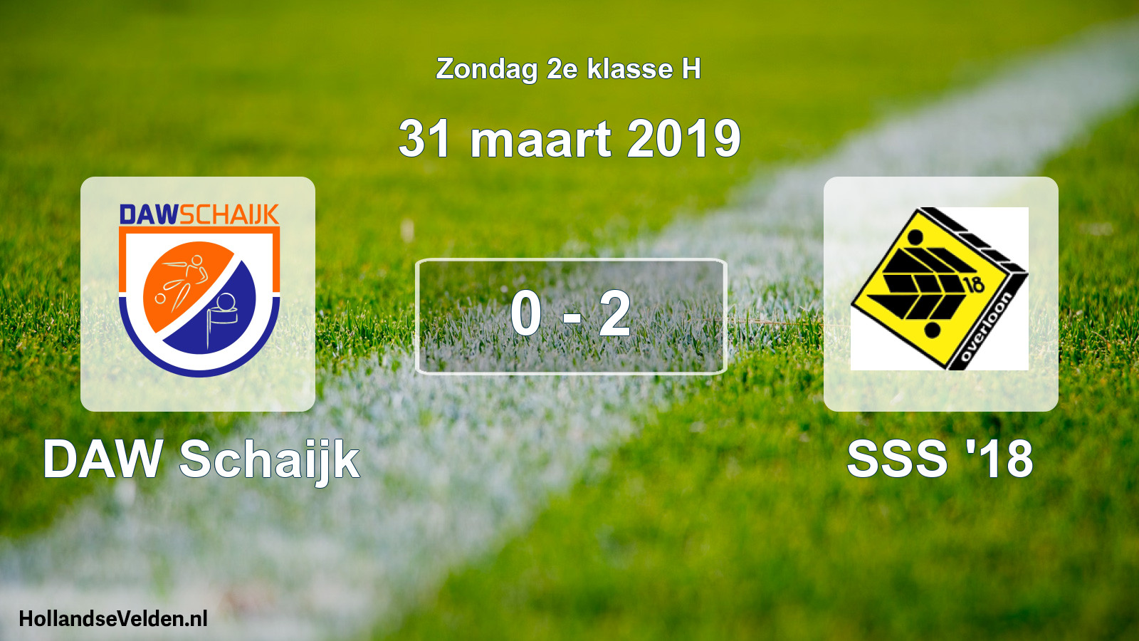 Total number of matches played: DAW Schaijk - SSS '18 0 - 2 (31 March 2019)