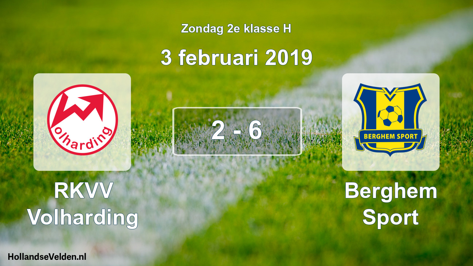 Total number of matches played: RKVV Volharding - Berghem Sport 2 - 6 (3 February 2019)