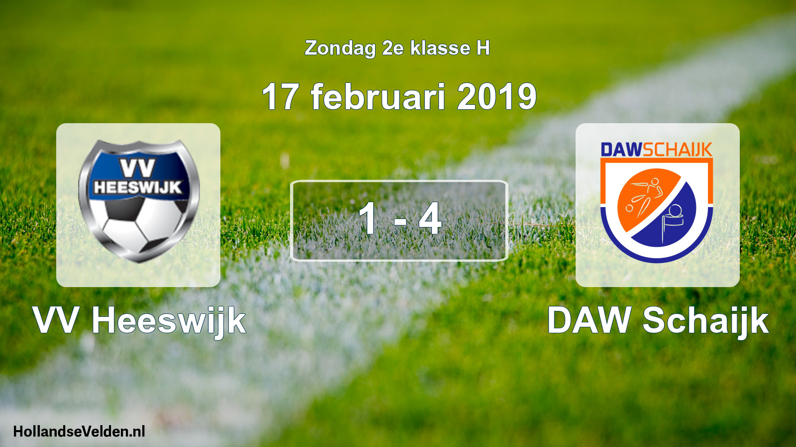 Total number of matches played: VV Heeswijk - DAW Schaijk 1 - 4 (17 February 2019)