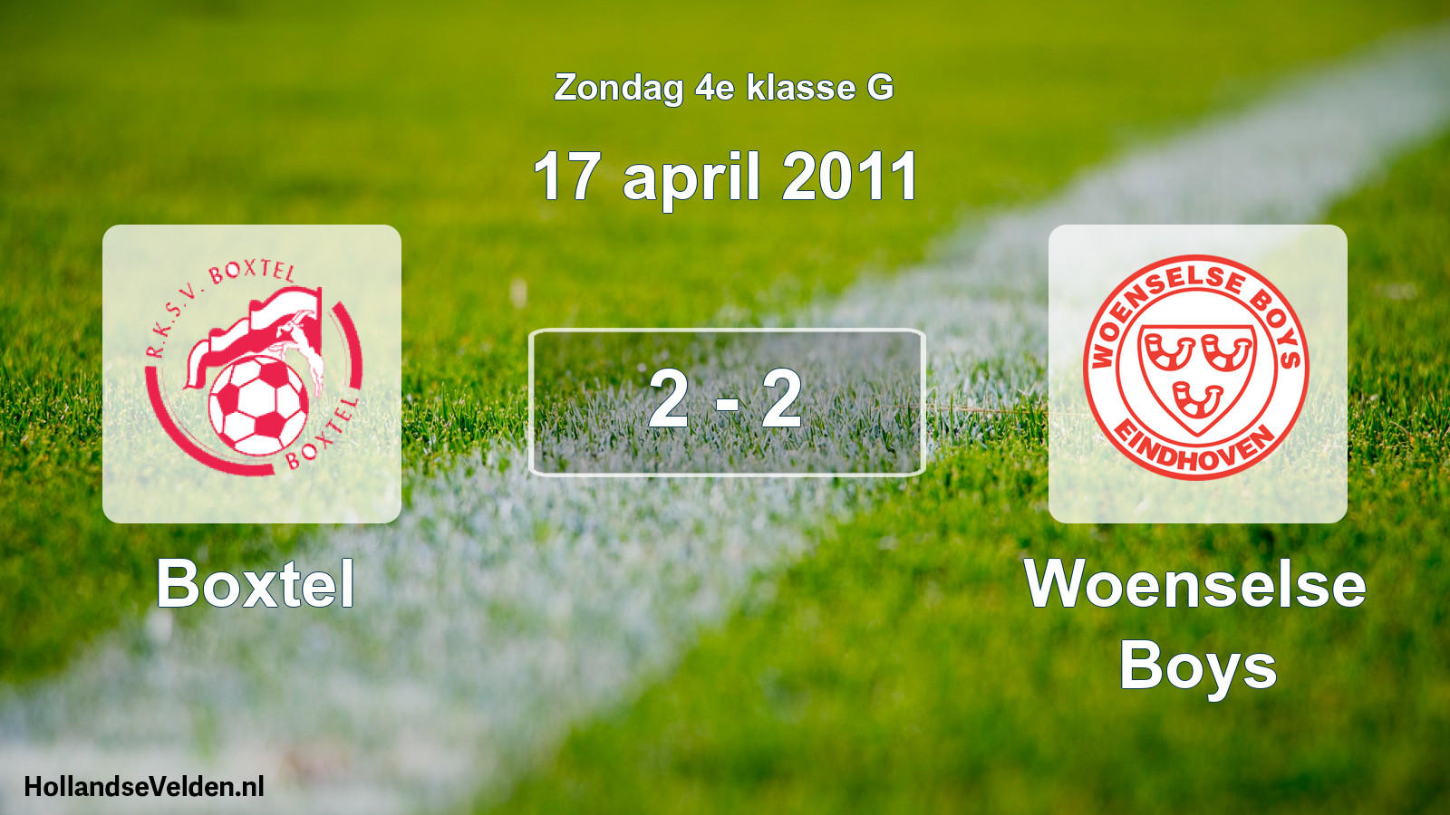 Total number of matches played: Boxtel - Woenselse Boys 2 - 2 (17 April 2011)