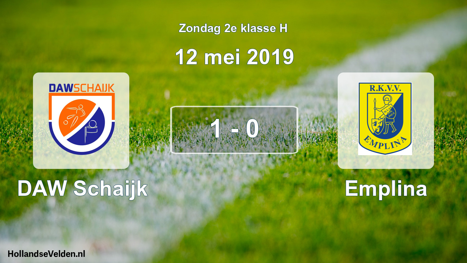 Total number of matches played: DAW Schaijk - Emplina 1 - 0 (12 May 2019)