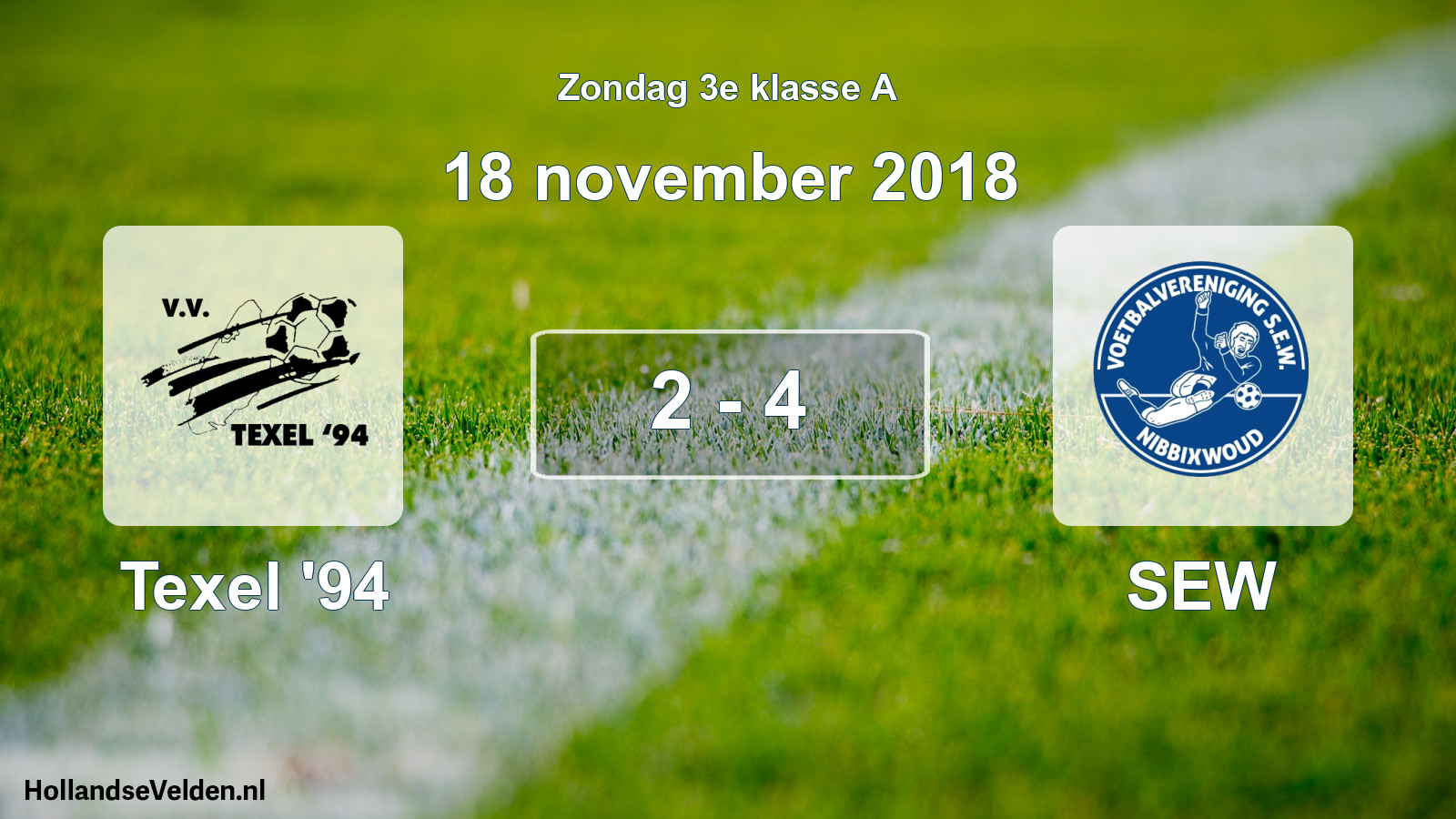 Total number of matches played: Texel '94 - SEW 2 - 4 (18 November 2018)