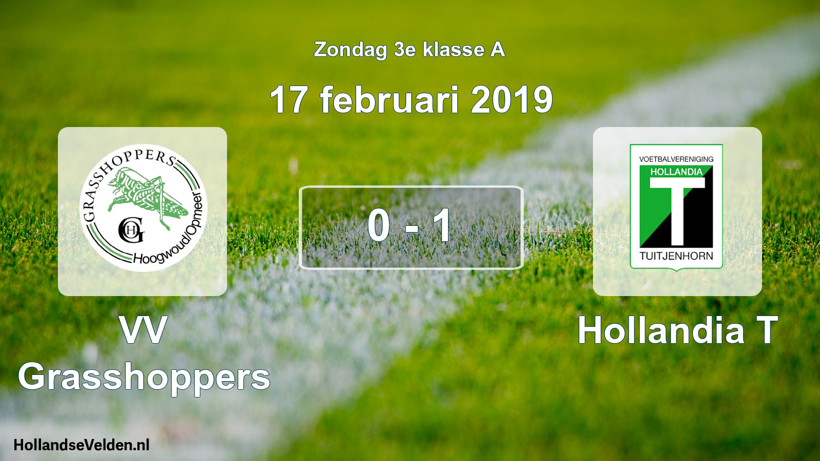 Total number of matches played: VV Grasshoppers - Hollandia T 0 - 1 (17 February 2019)