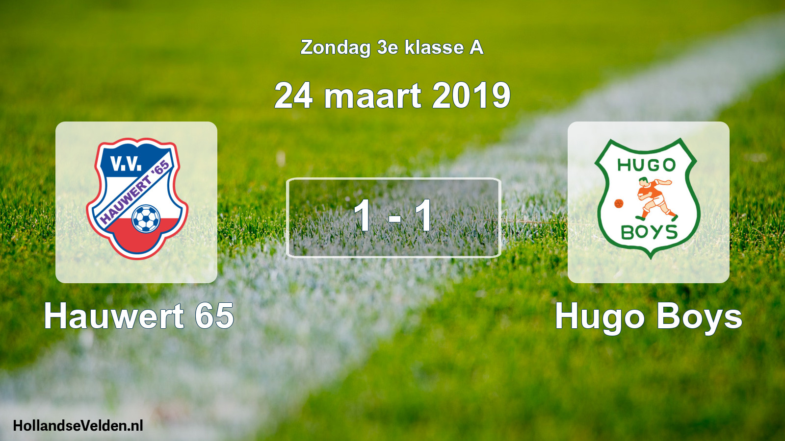 Total number of matches played: Hauwert 65 - Hugo Boys 1 - 1 (24 March 2019)