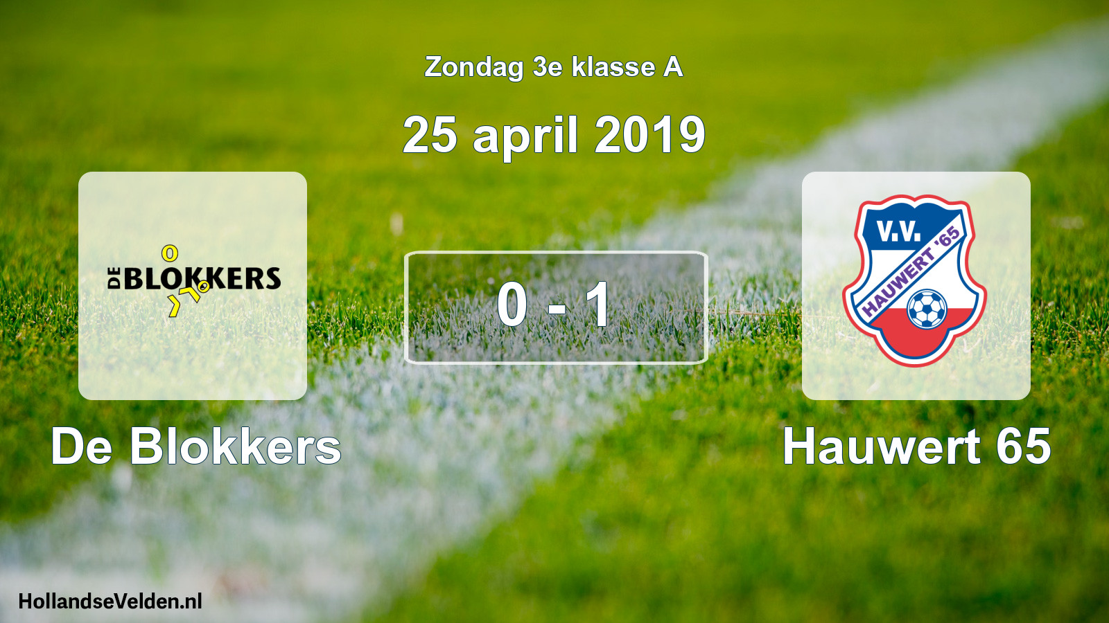 Total number of matches played: De Blokkers - Hauwert 65 0 - 1 (25 April 2019)