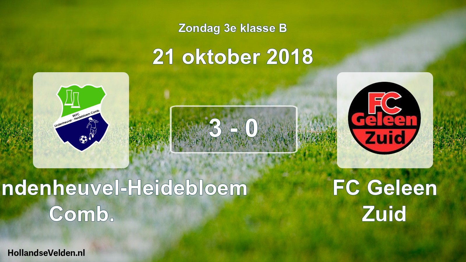 Total number of matches played: RKFC Lindenheuvel-Heidebloem Comb. - FC Geleen Zuid 3 - 0 (21 October 2018)