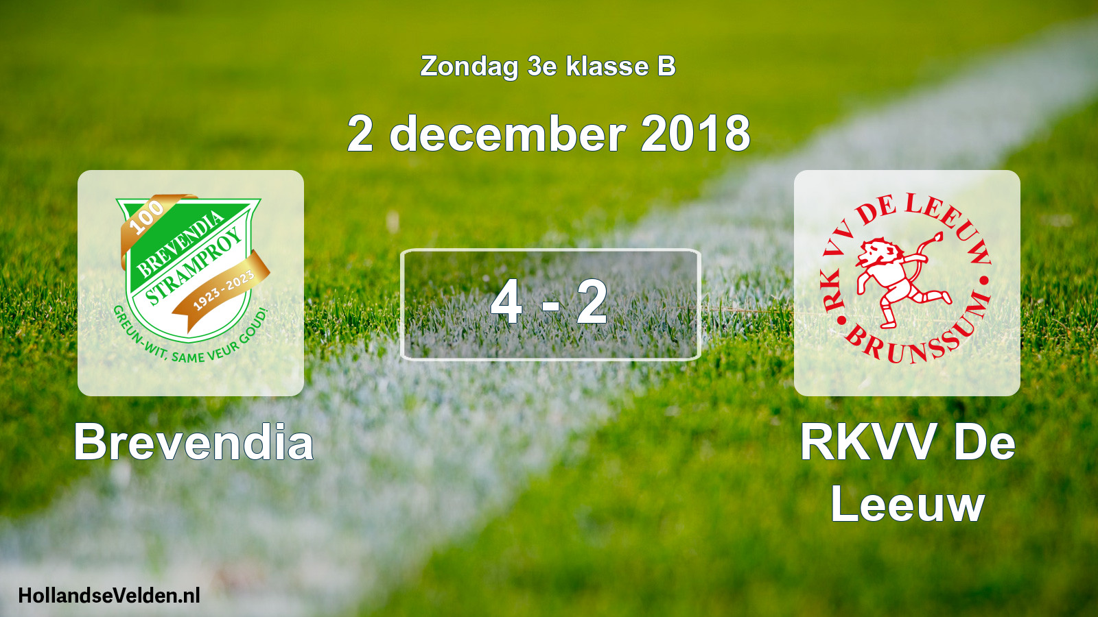 Total number of matches played: Brevendia - RKVV De Leeuw 4 - 2 (2 December 2018)