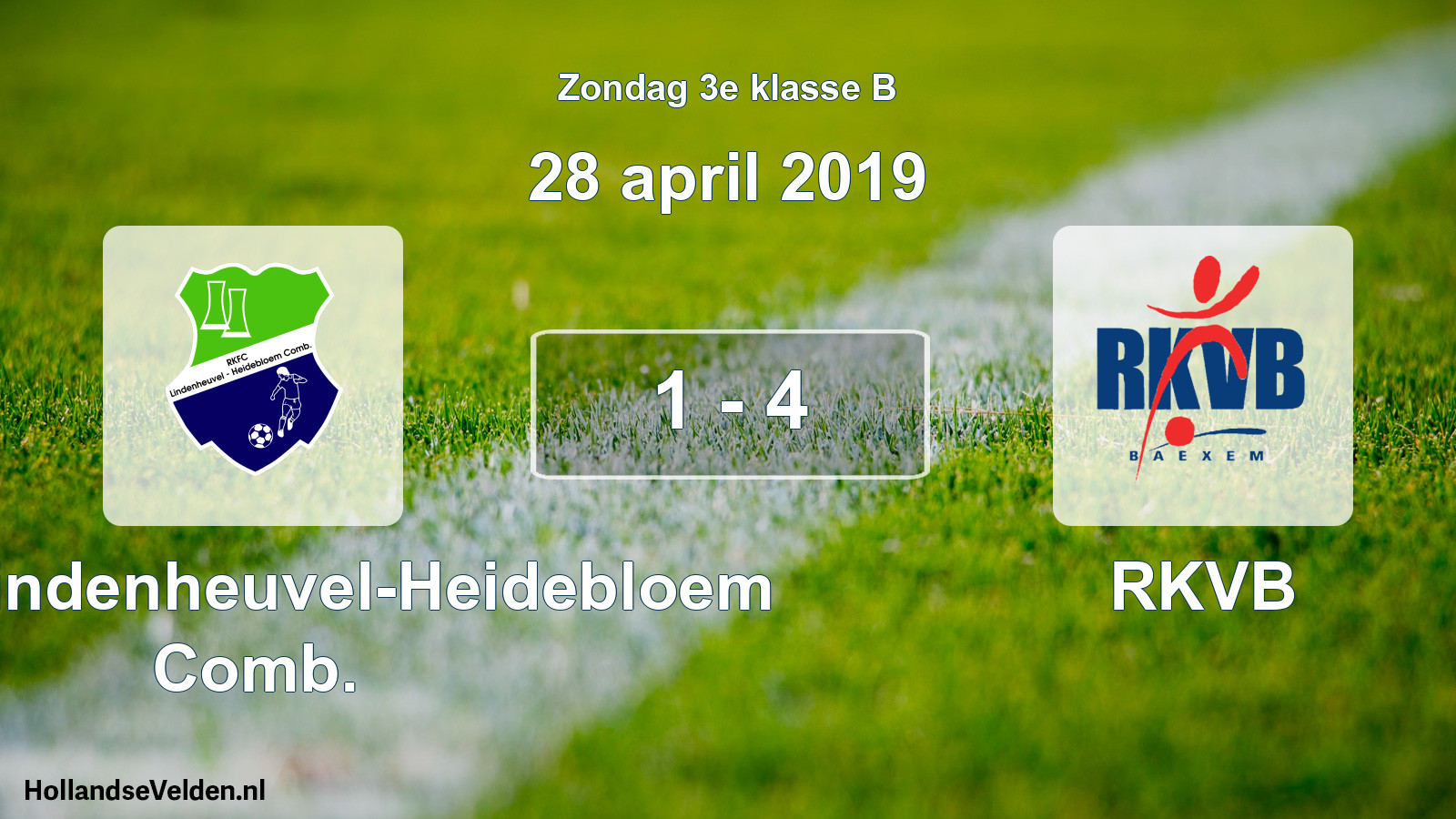 Total number of matches played: RKFC Lindenheuvel-Heidebloem Comb. - RKVB 1 - 4 (28 April 2019)