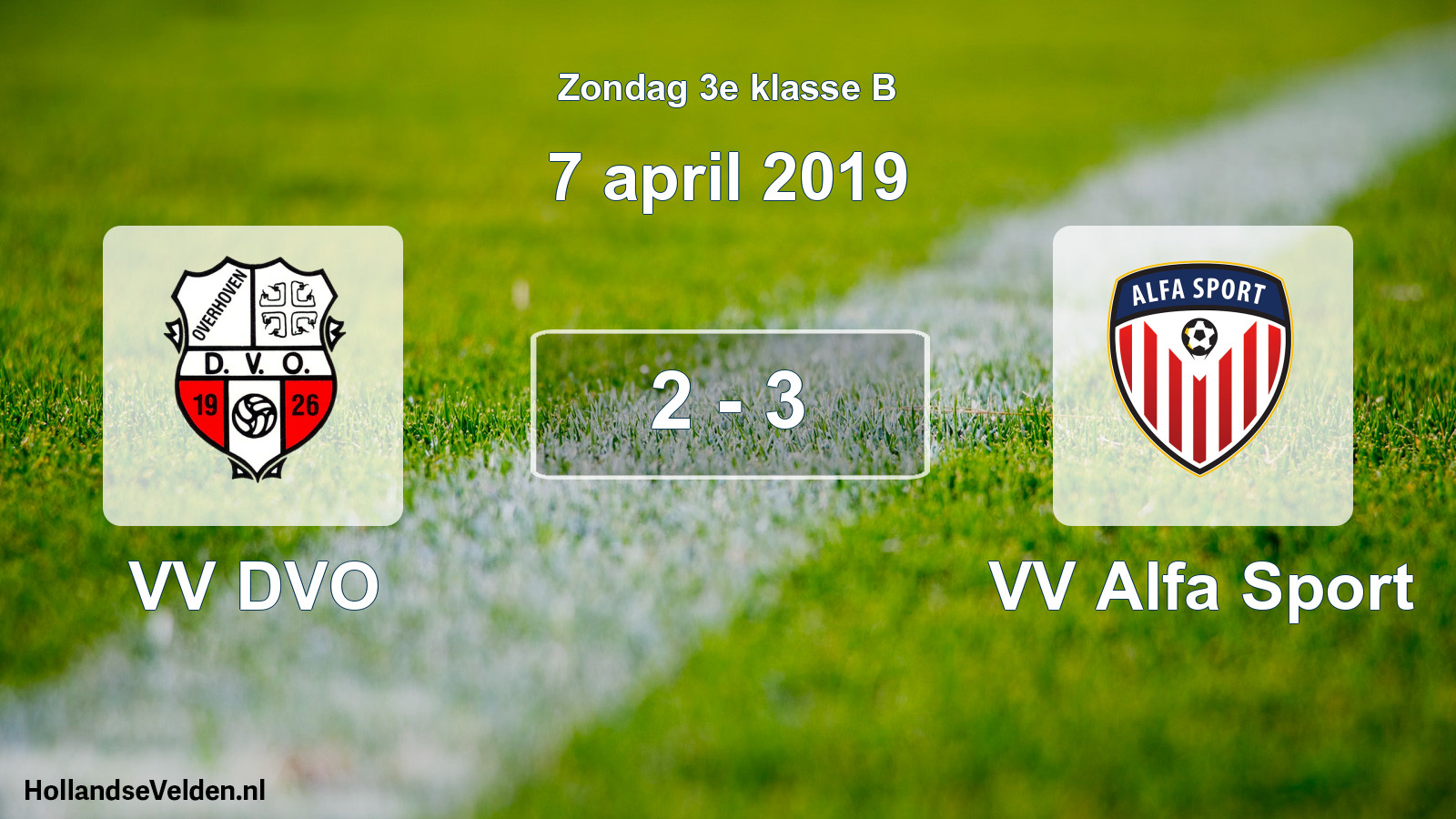 Total number of matches played: VV DVO - VV Alfa Sport 2 - 3 (7 April 2019)