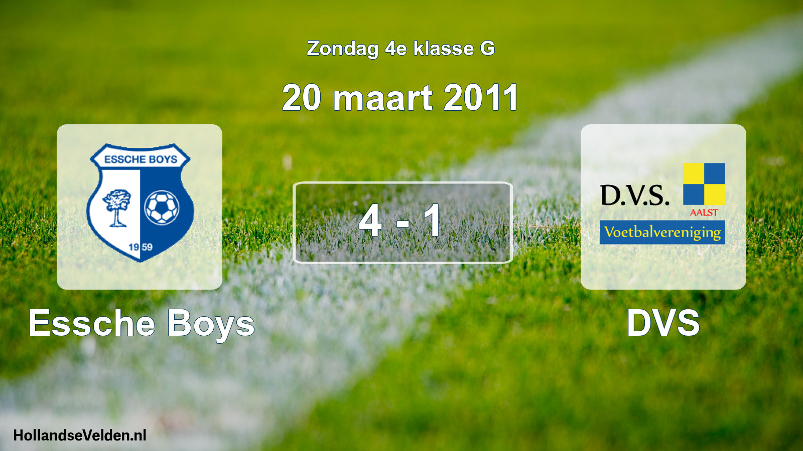 Total number of matches played: Essche Boys - DVS 4 - 1 (20 March 2011)