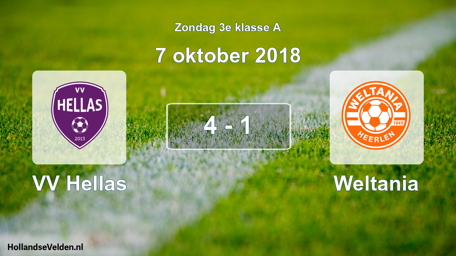 Total number of matches played: VV Hellas - Weltania 4 - 1 (7 October 2018)