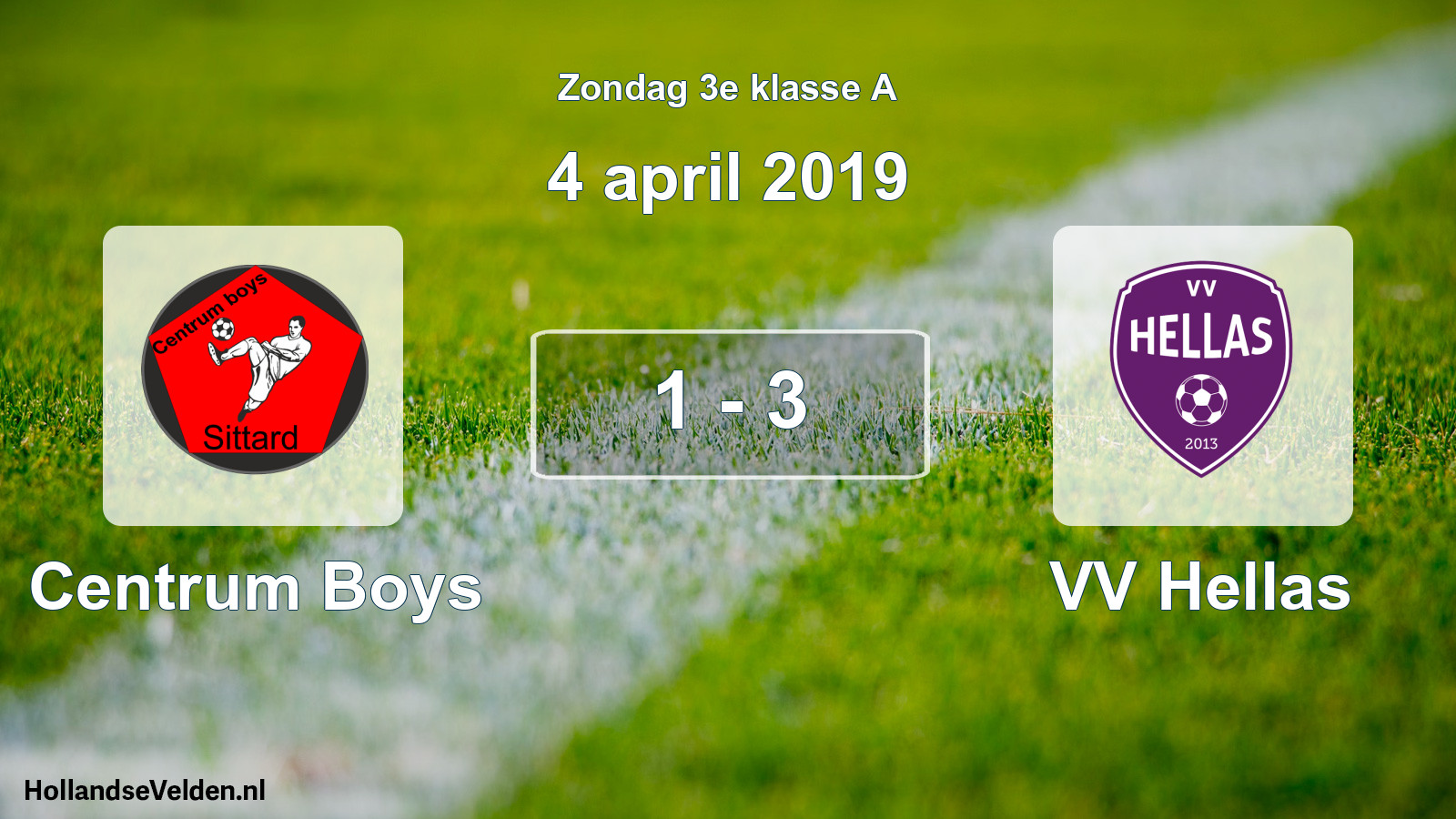Total number of matches played: Centrum Boys - VV Hellas 1 - 3 (4 April 2019)