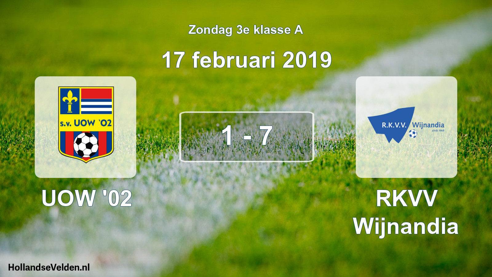 Total number of matches played: UOW '02 - RKVV Wijnandia 1 - 7 (17 February 2019)