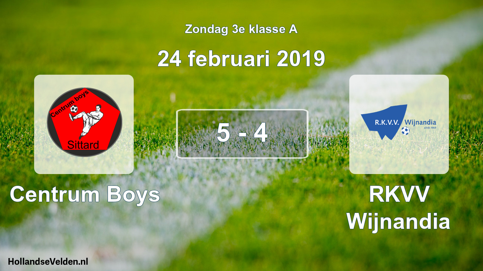 Total number of matches played: Centrum Boys - RKVV Wijnandia 5 - 4 (24 February 2019)