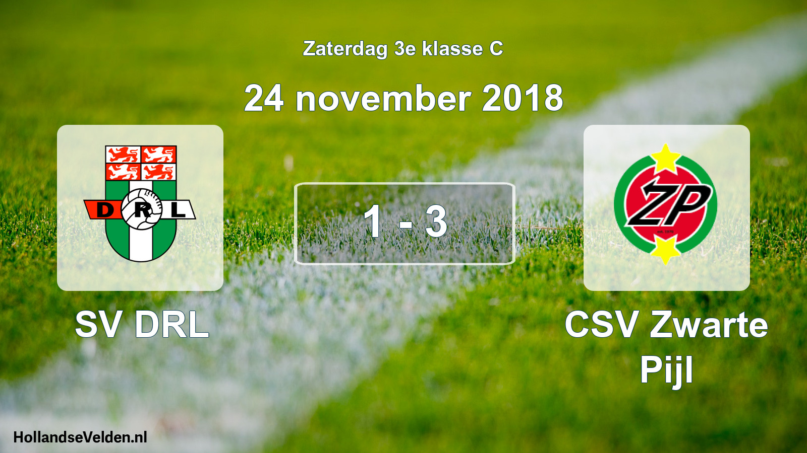 Total number of matches played: SV DRL - CSV Zwarte Pijl 1 - 3 (24 November 2018)