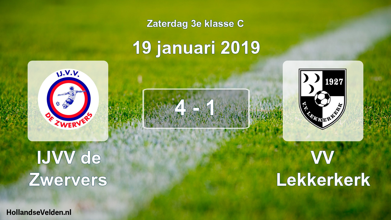 Total number of matches played: IJVV de Zwervers - VV Lekkerkerk 4 - 1 (19 January 2019)