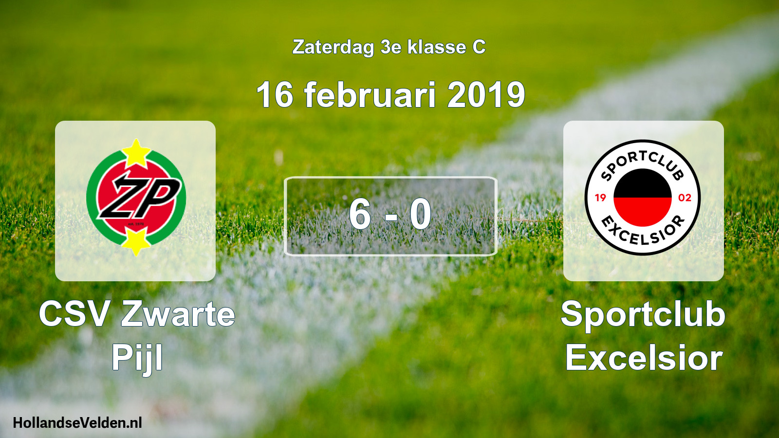 Total number of matches played: CSV Zwarte Pijl - Sportclub Excelsior 6 - 0 (16 February 2019)